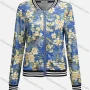 Wholesale Women's Casual Mock Neck Long Sleeve Zip Floral Print Striped Jacket 6467# preview