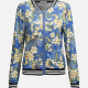 Women's Casual Mock Neck Long Sleeve Zip Floral Print Striped Jacket 6467# Blue Clothing Wholesale Market -LIUHUA