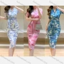 Wholesale Women's Glamorous V Neck Short Sleeve Lace Up Wrap Ruched Dress 6938# preview