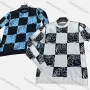 Wholesale Men's Checkerboard Graphic Print Round Neck Long Sleeve Pullover Sweater 2311# preview