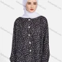 Wholesale Women's Casual Allover Print Crew Neck Long Sleeve High Low Hem Button Down Top 1402# preview
