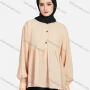 Wholesale Women's Casual Plain Mock Neck Long Sleeve Ruched Ruffle Hem Button Front Top 1404# preview