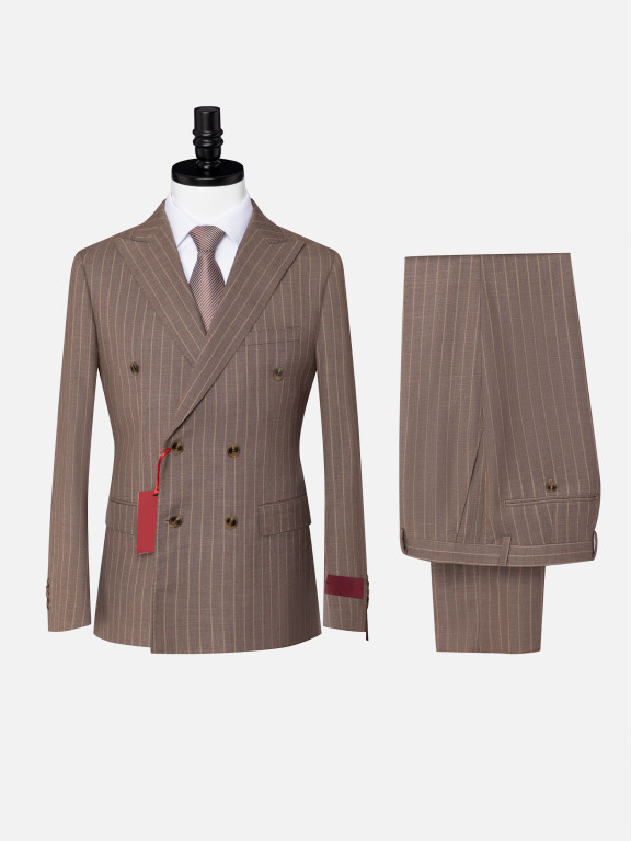Men's Formal Business Striped Long Sleeve Lapel Double Breasted Blazer Jackets & Pants 2 Piece Suit Sets, Clothing Wholesale Market -LIUHUA, All Categories