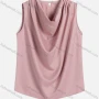 Wholesale Women's Summer Plain Casual Satin Sleeveless Cowl Neck Blouse 2106# preview