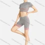 Wholesale Women's Sporty Skinny Fit Stretch Striped Tops & Biker Shorts Set preview