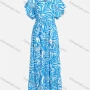 Wholesale Women's Casual Allover Print V Neck Short Sleeve Maxi Dress Y00108# preview