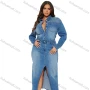 Wholesale Women's Fashion Plain Distressed Collared Split Hem Button Front Pocket Demin Maxi Dress preview