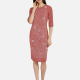 Women's Elegant Round Neck Half Sleeve Rhinestone Pearl Applique Slim Fit Knee Length Dress 2166-723367# 32# Clothing Wholesale Market -LIUHUA