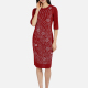 Women's Elegant Round Neck Half Sleeve Rhinestone Pearl Applique Slim Fit Knee Length Dress 2166-723367# 37# Clothing Wholesale Market -LIUHUA