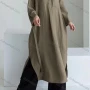 Wholesale Women's Casual Lapel Pocket Slit Side Long Sleeve Plain Shirt Dress preview