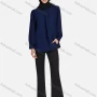 Wholesale Women's Casual Plain Mock Neck Key-hole Long Sleeve Blouse 1374# preview