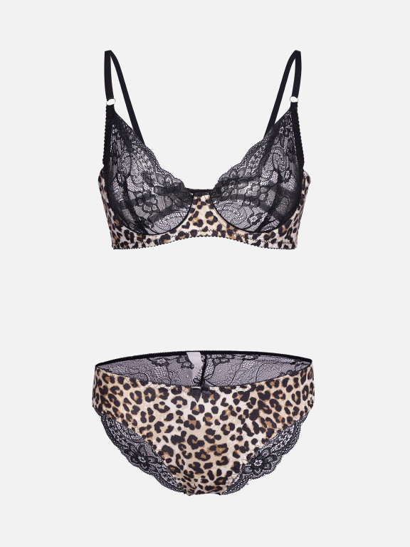 Women's Sexy Guipure Lace Leopard Print Plunge Push Up Bra & Briefs 2 Piece Underwear 3103#, LIUHUA Clothing Online Wholesale Market, Women, Women-s-Outerwear, Cape-Poncho