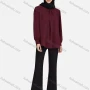 Wholesale Women's Casual Plain Mock Neck Key-hole Long Sleeve Blouse 1374# preview