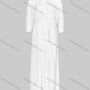 Wholesale Women's Casual Elegant Plain Pleated Stand Collar Buttons Front 3/4 Sleeve Drawstring Maxi Dress preview