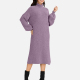 Women's Casual Plain High Neck Long Sleeve Midi Sweater Dress 8963# Purple Clothing Wholesale Market -LIUHUA