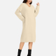Women's Casual Plain V Neck Long Sleeve Hooded Midi Sweater Dress 801# White Clothing Wholesale Market -LIUHUA
