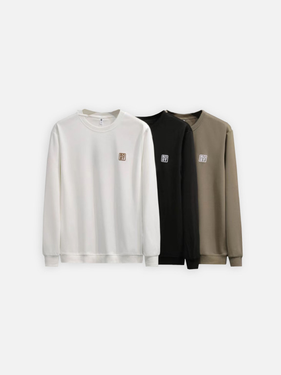 Men's Casual Plain Logo Crew Neck Long Sleeve Sweatshirt ZD3401#, Clothing Wholesale Market -LIUHUA, All Categories