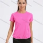 Wholesale Women's Sporty Crew Neck Short Sleeve Plain Quick-dry Breathable Curved Hem Athletic T-shirt preview