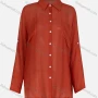 Wholesale Women's Casual Collared Plain Sleeve Roll Up Long Sleeve Dual Pockets Regular Shirt 005# preview