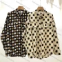 Wholesale Women's Collared Polka Dot Print Long Sleeve Button Down Blouse Fake Flap Pockets Casual Shirt 6001-13# preview