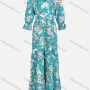 Wholesale Women's Elegant V Neck 3/4 Sleeve Ruffle Hem Maxi Dress Y0085# preview