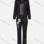 Wholesale Women's Casual Splicing Leather Zipper Hoodie 2-piece Set 869# preview