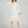 Wholesale Women's Casual Plain Eyelet Embroidered Tassel Splicing Midi Dress A0972# preview