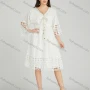 Wholesale Women's Casual Plain Eyelet Embroidered Tassel V Neck 3/4 Sleeve Dress A0975# preview