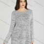 Wholesale Women's Casual Plain Crew Neck Side Slit Long Sleeve Mohair Sweater HB1066# preview