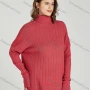 Wholesale Women's Casual Plain Turtleneck Side Slit Long Sleeve Ribbed Sweater HB1068# preview