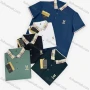 Wholesale Men's Casual Striped Gingham Trim Plain Label Print Short Sleeve Polo Shirt A2305# preview