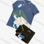 Wholesale Men's Casual Striped Trim Plain Label Print Short Sleeve Polo Shirt A6804# preview