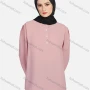 Wholesale Women's Casual Plain Mock Neck Long Sleeve Ruched High Low Hem Button Front Top 1406# preview