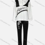 Wholesale Women's Casual Colorblock Letter Quarter Zip Hoodie 2-piece Set 808# preview