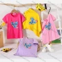Wholesale Girl's Casual Heart Print 100% Cotton Round Neck Short Sleeve Tee preview