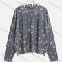 Wholesale Women's Casual Crew Neck Long Sleeve Distressed Knit Sweater A509# preview