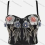 Wholesale Women's Sexy Tube Top Sequins Beads Decor 3D Flowers Appliques Crop Cami Top preview