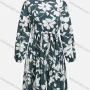 Wholesale Women's Casual Mock Neck Long Sleeve Pleated Floral Print Dress With Belt 7635# preview
