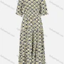 Wholesale Women's Casual Allover Print Shirred Off Shoulder Half Sleeve Ruffle Hem Maxi Dress Y0092# preview