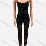Wholesale Women's Fashion Allover Rhinestone Print Bodycon Spaghetti Strap Jumpsuit FD307# preview