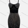 Wholesale Women's Fashion Allover Rhinestone Print Bodycon Spaghetti Strap Short Dress FD3117# preview