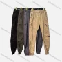 Wholesale Men's Casual Plain Zipper Multiple Pockets Elastic Waist Drawstring Cargo Pants 1203# preview