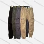 Wholesale Men's Casual Plain Multiple Pockets Elastic Waist Drawstring Cargo Pants 1208# preview