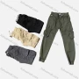 Wholesale Men's Casual Plain Multiple Pockets Elastic Waist Drawstring Cargo Pants 657# preview