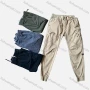 Wholesale Men's Casual Plain Zipper Multiple Pockets Elastic Waist Drawstring Cargo Pants 667# preview