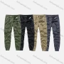 Wholesale Men's Casual Plain Multiple Pockets Elastic Waist Drawstring Cargo Pants 693# preview