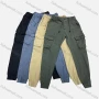 Wholesale Men's Casual Plain Multiple Pockets Drawstring Elastic Waist Cargo Pants 8091# preview