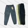 Wholesale Men's Casual Plain Multiple Pockets Drawstring Elastic Waist Cargo Pants 9321# preview