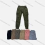 Wholesale Men's Casual Plain Multiple Pockets Elastic Waist Drawstring Cargo Pants FC5587# preview