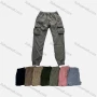Wholesale Men's Casual Plain Multiple Pockets Elastic Waist Drawstring Cargo Pants FC5608# preview